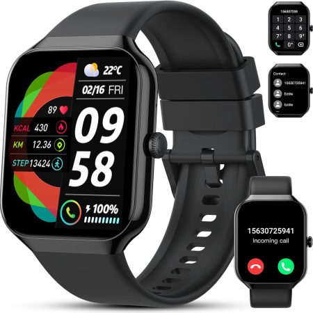 Smart Watch(Answer/Make Call), 2025 New Smartwatch for Men Women, 1.96" HD Fitness Watch with 110+ Sport Modes, Heart Rate, Sleep Monitor, Pedometer, IP68 Waterproof Activity Tracker for Android iOS